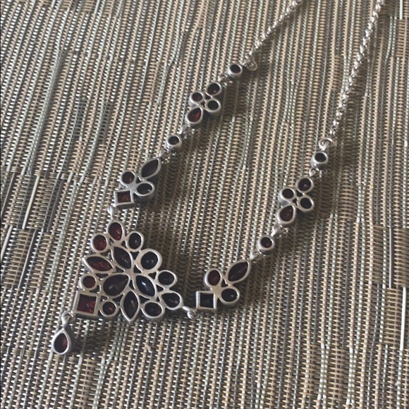Sterling Silver end garnet stone vintage necklace - Picture 4 of 5